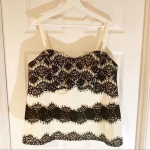 Ivory and Black Lace Peplum Cami/strapless Size 18 NWT